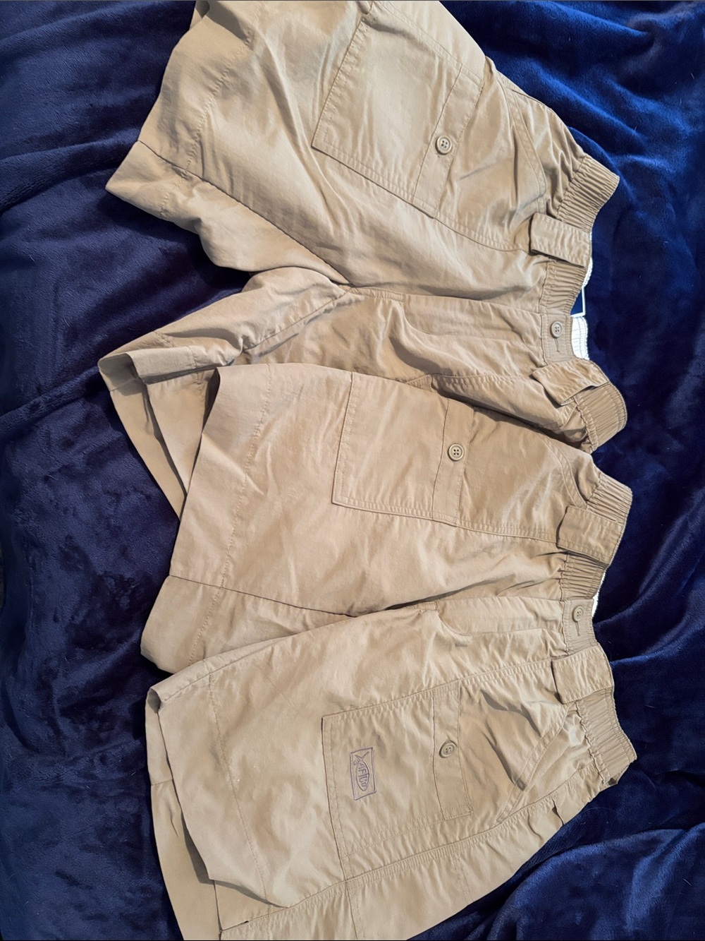 AFTCO Tan Elastic Waist Cargo Shorts